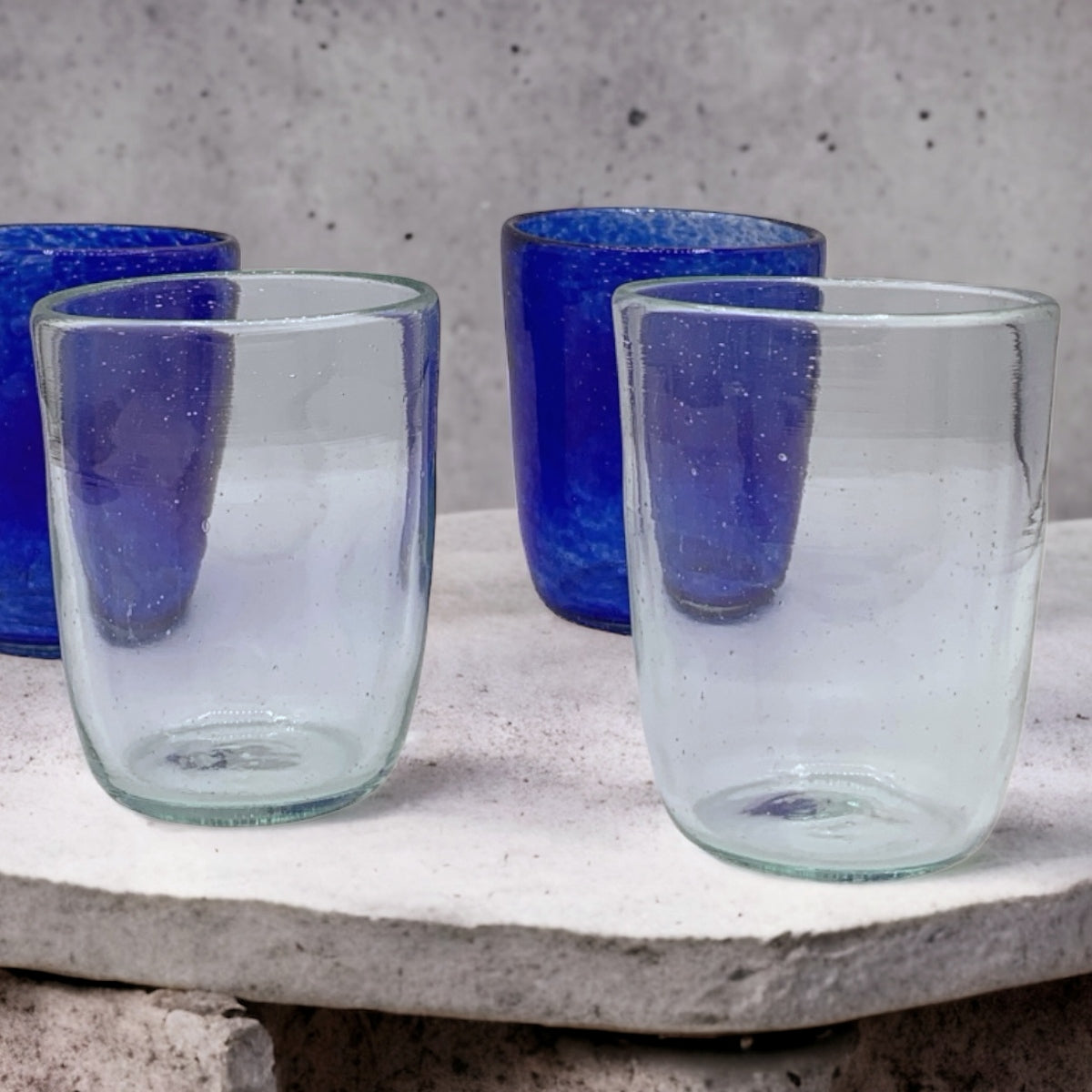 Mouth Blown Athena Blue Glass Tumbler