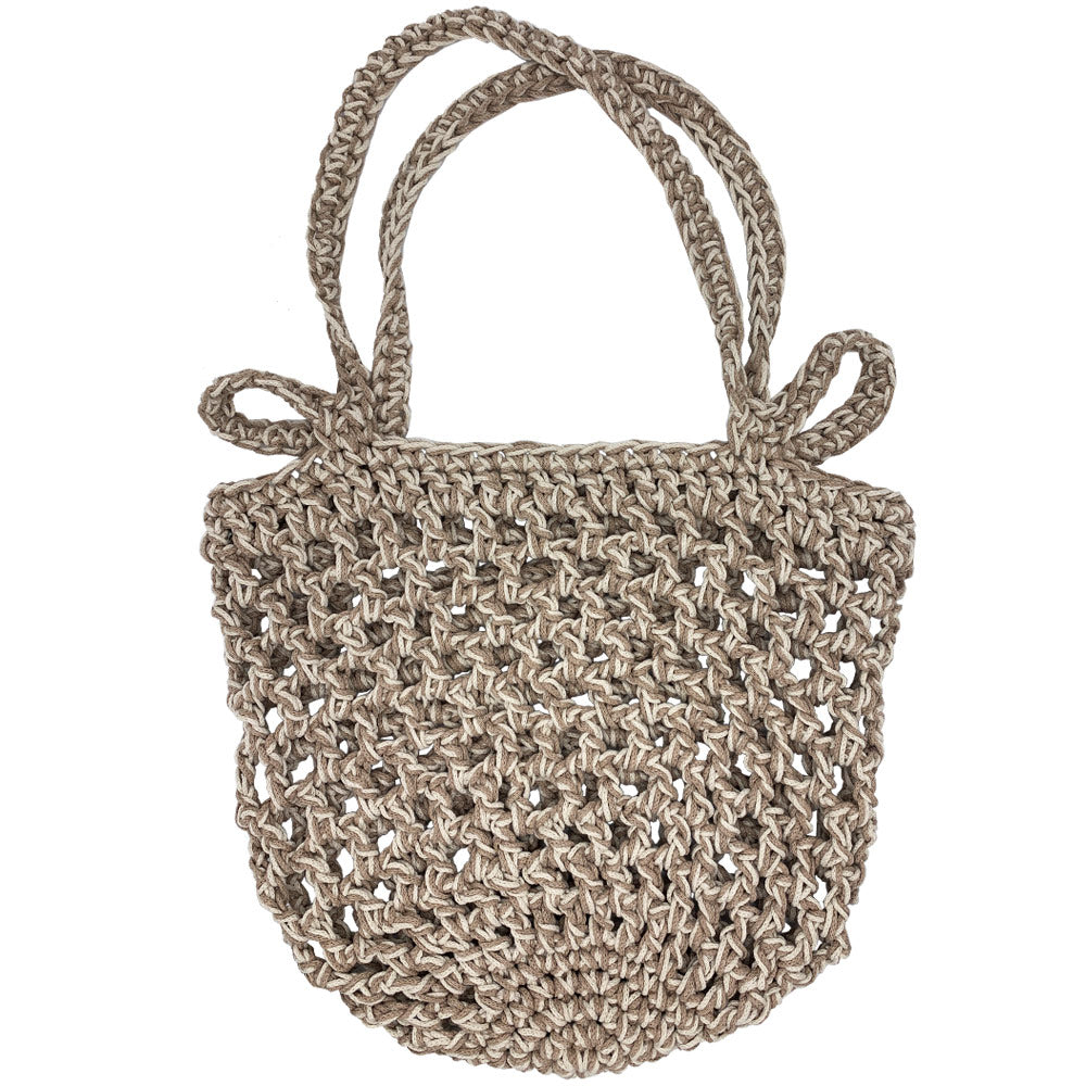 Olympia Beige & Cream Fishnet Shopping Bag