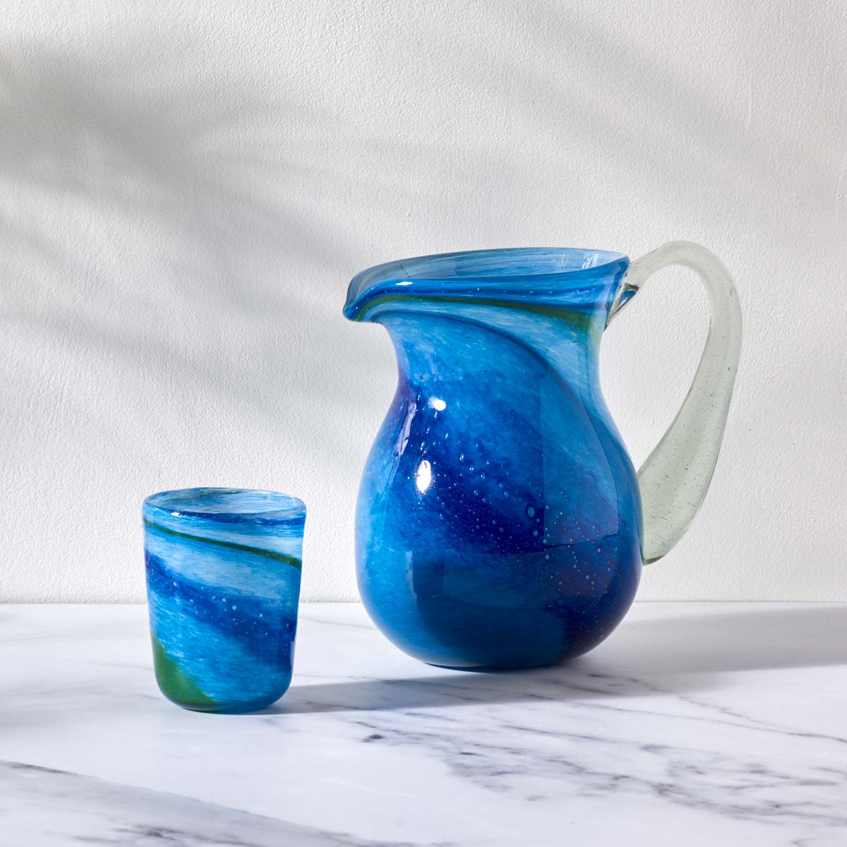 Mouthblown Mediterranean Sea Glass Jug
