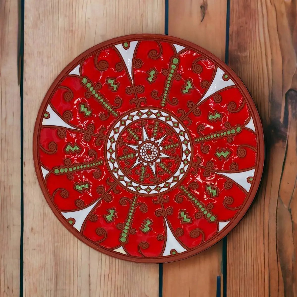Rhodes Handmade Ceramic Serving Plate White Centre Star