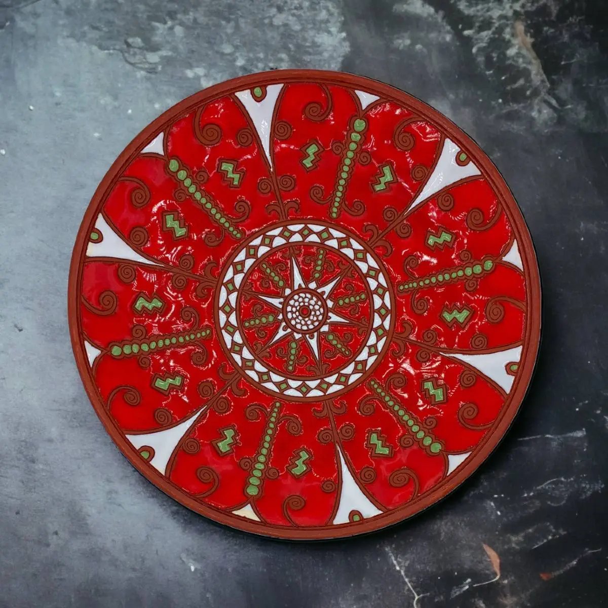 Rhodes Handmade Ceramic Serving Plate White Centre Star
