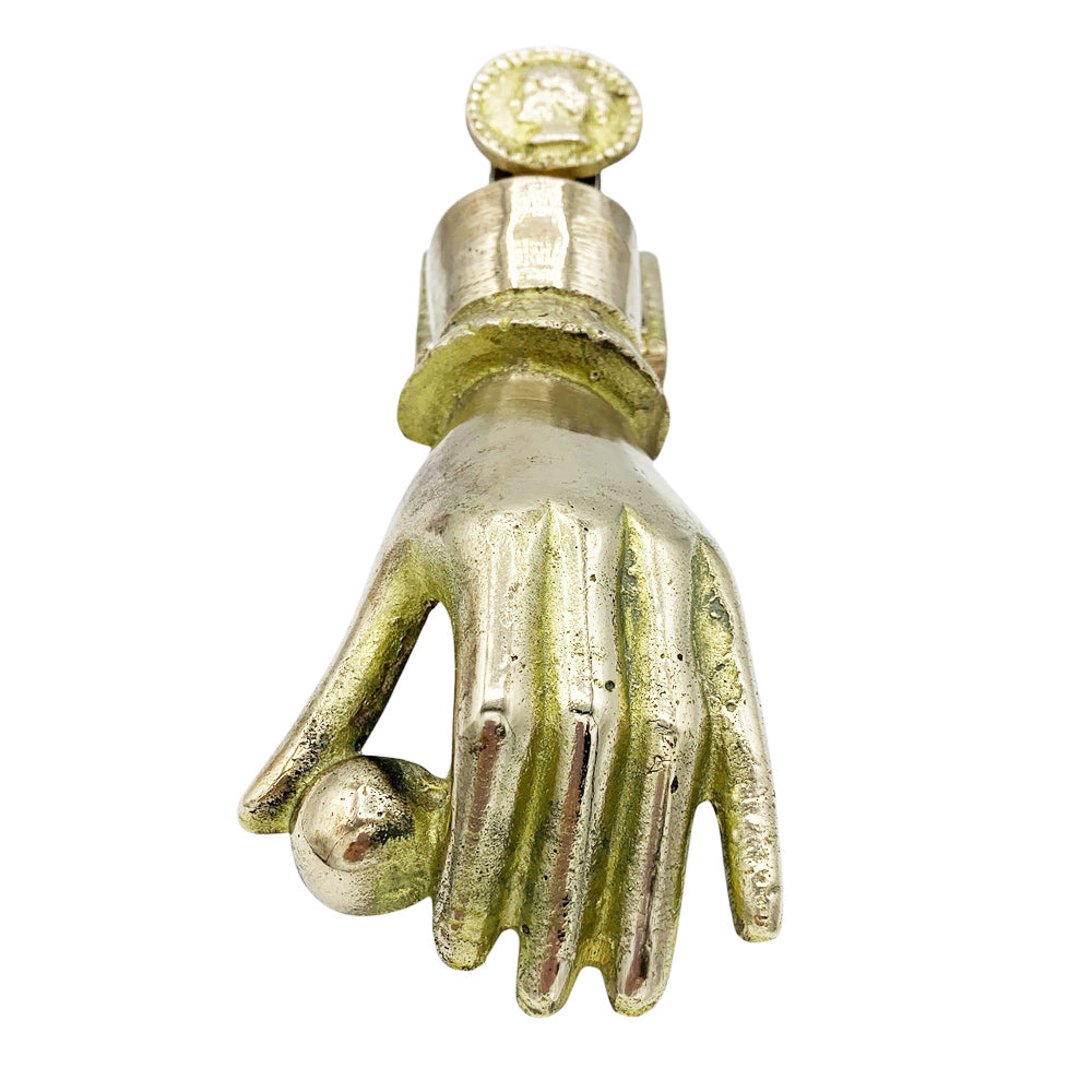 Antique Brass Hand Door Knocker & Ball