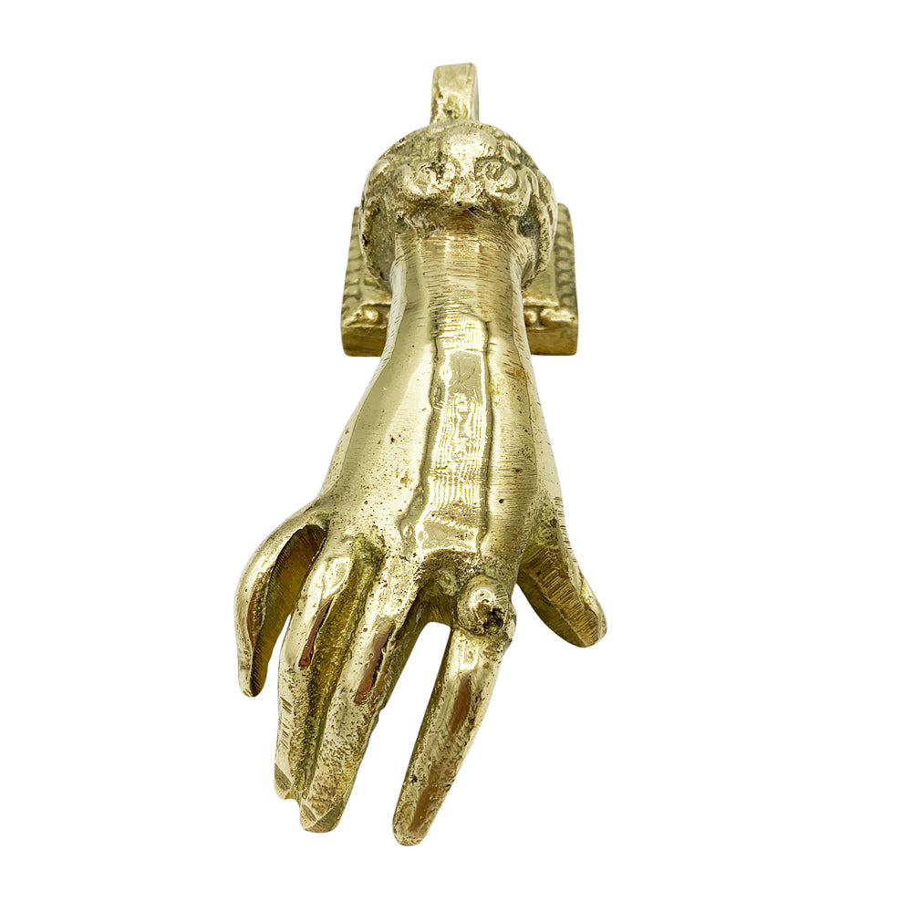 Antique Brass Hand Door Knocker With Ring