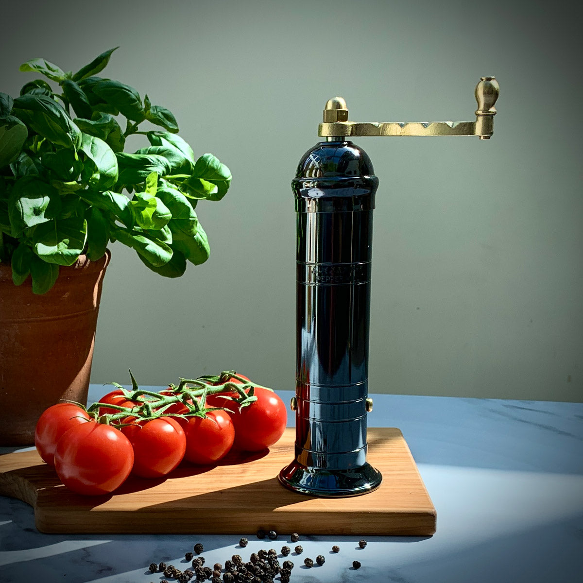 Hematite Gloss Plated Brass Pepper Mill