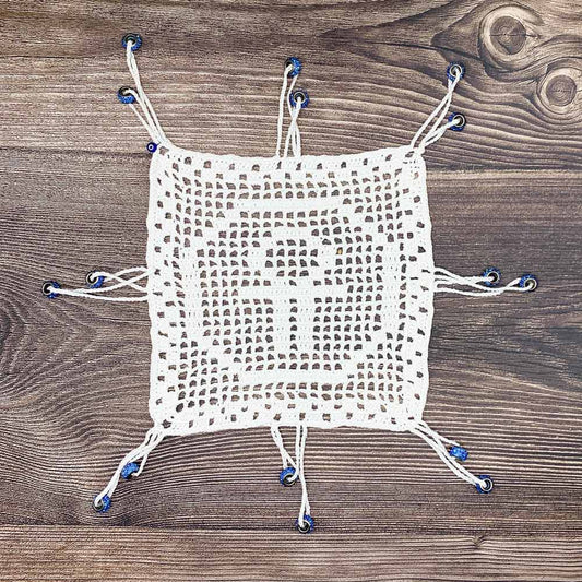 Square Hestia White Cotton Crocheted Jug & Plate Cover