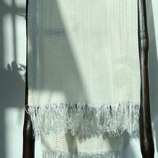 Handmade Large Ivory Silk Scarf