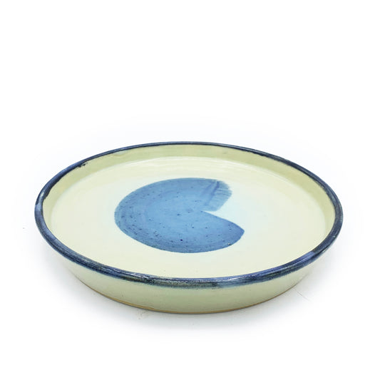 Handmade Lemon Yellow & Blue Ceramic Serving Plate