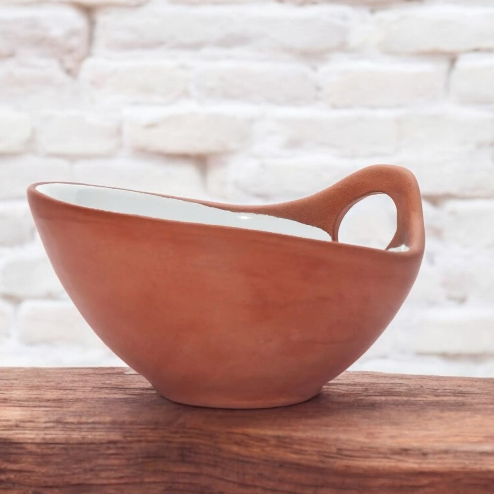 Terracotta & White Glaze Handmade Ceramic Makis Bowl