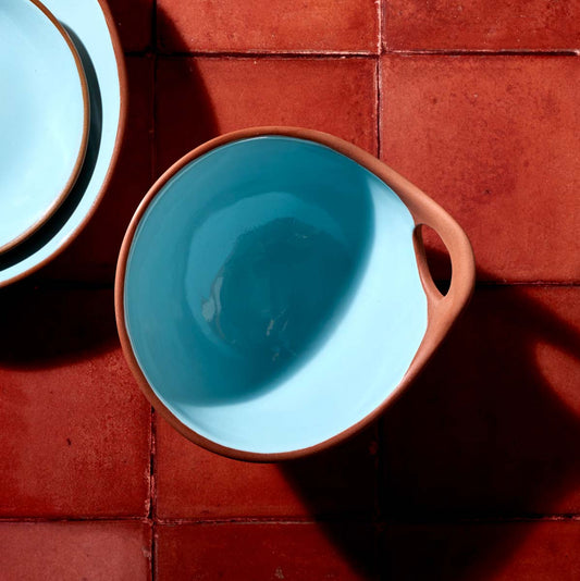 Makis Terracotta & Blue Glazed Ceramic Meze Bowl