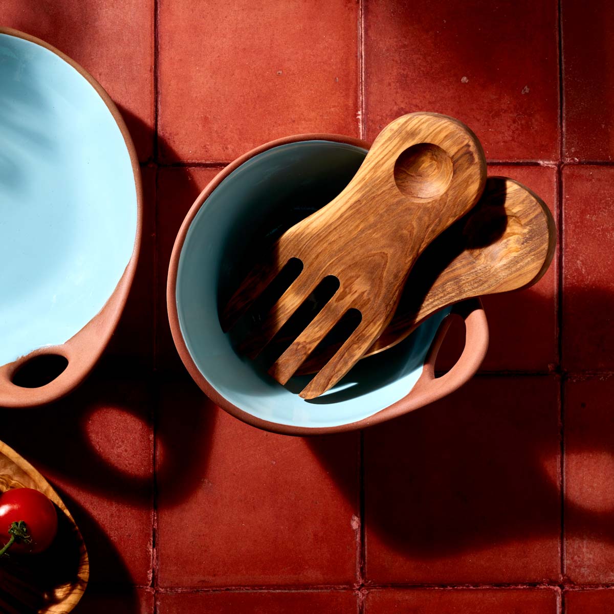 Makis Terracotta & Blue Glazed Ceramic Meze Bowl