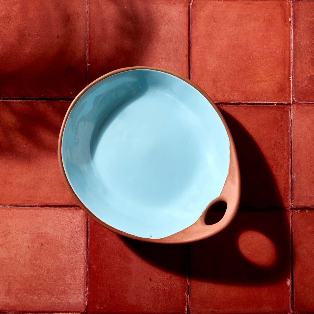 Makis Terracotta & Blue Glazed Ceramic Meze Medium Dish