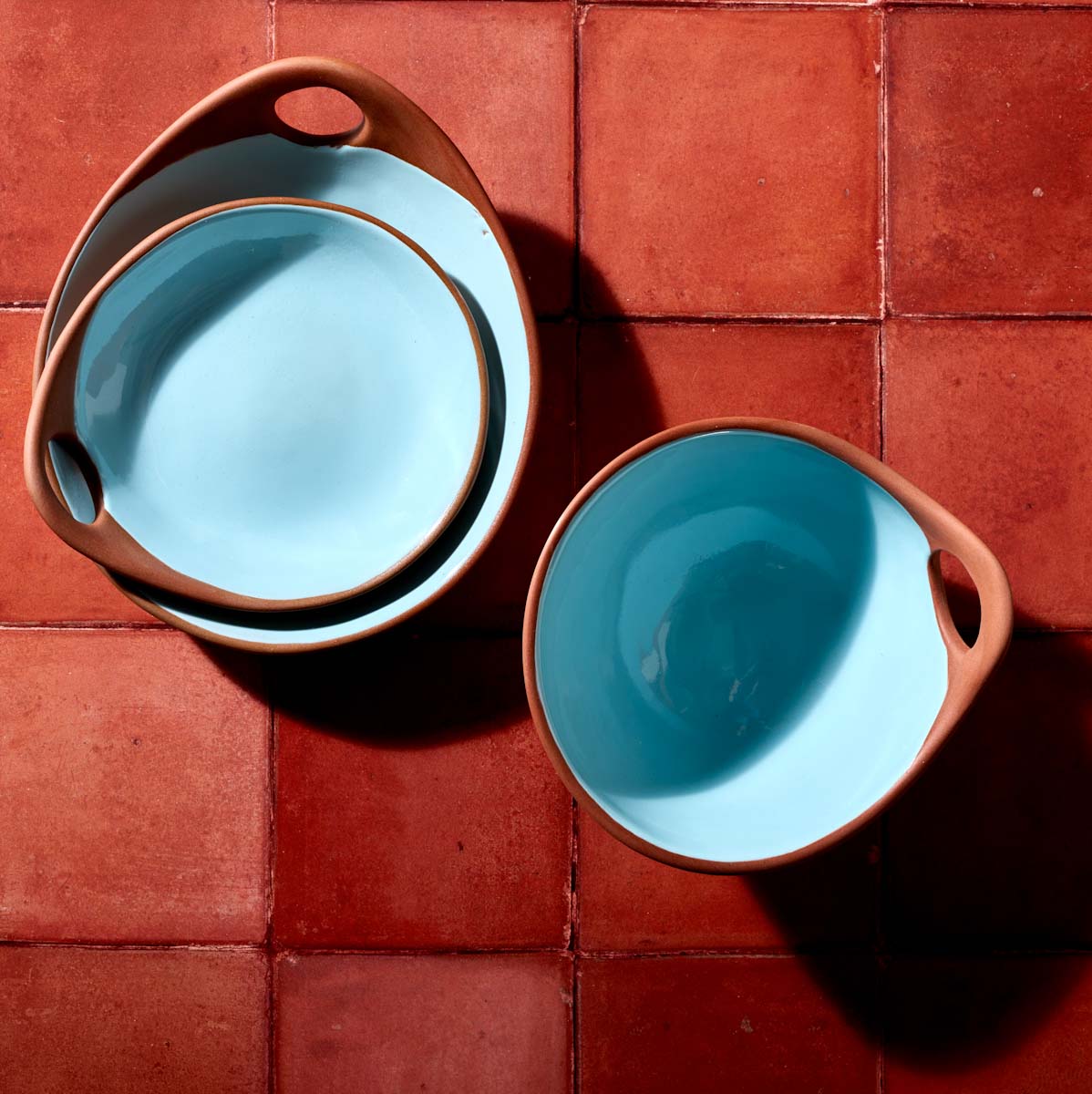 Makis Terracotta & Blue Glazed Ceramic Meze Bowl