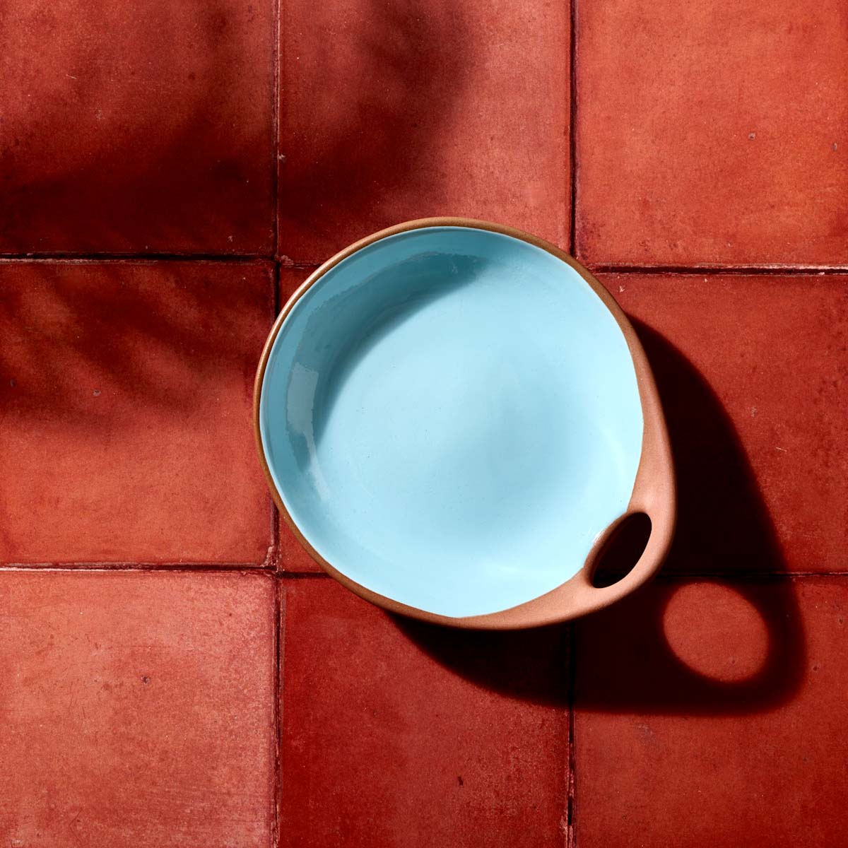 Makis Terracotta & Blue Glazed Ceramic Meze Small Dish