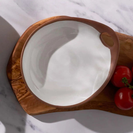 Makis Terracotta & White Glazed Ceramic Meze Small Dish