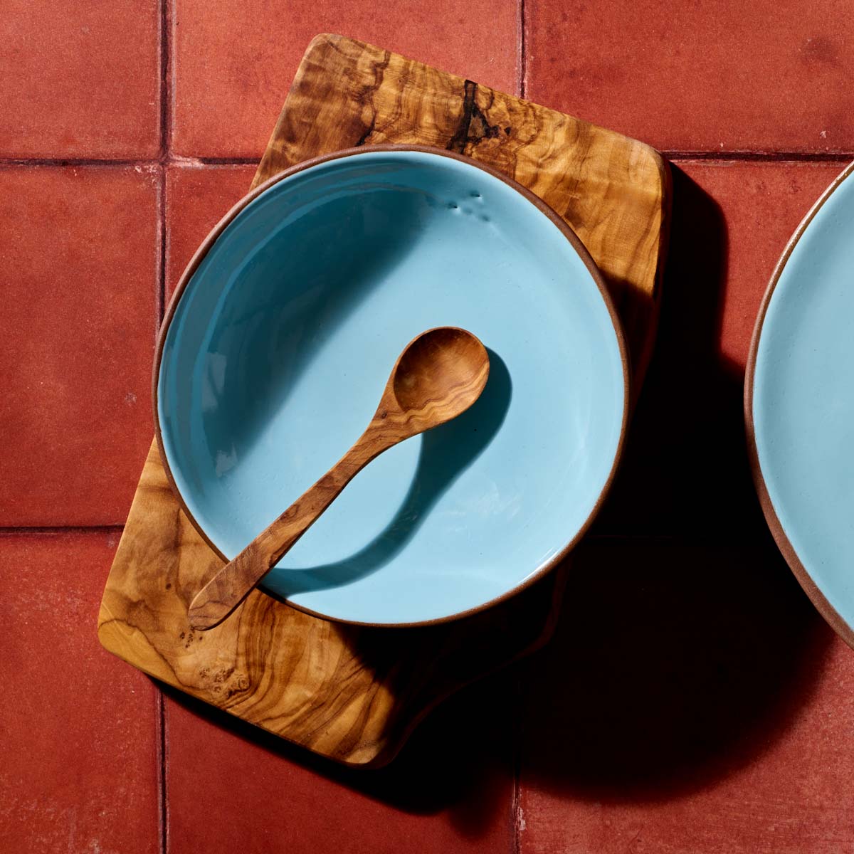 Niso Terracotta & Blue Glazed Ceramic Dessert Bowl