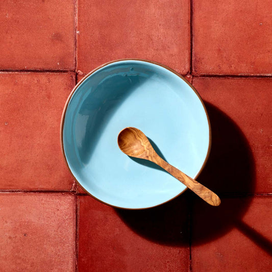 Niso Terracotta & Blue Glazed Ceramic Dessert Bowl