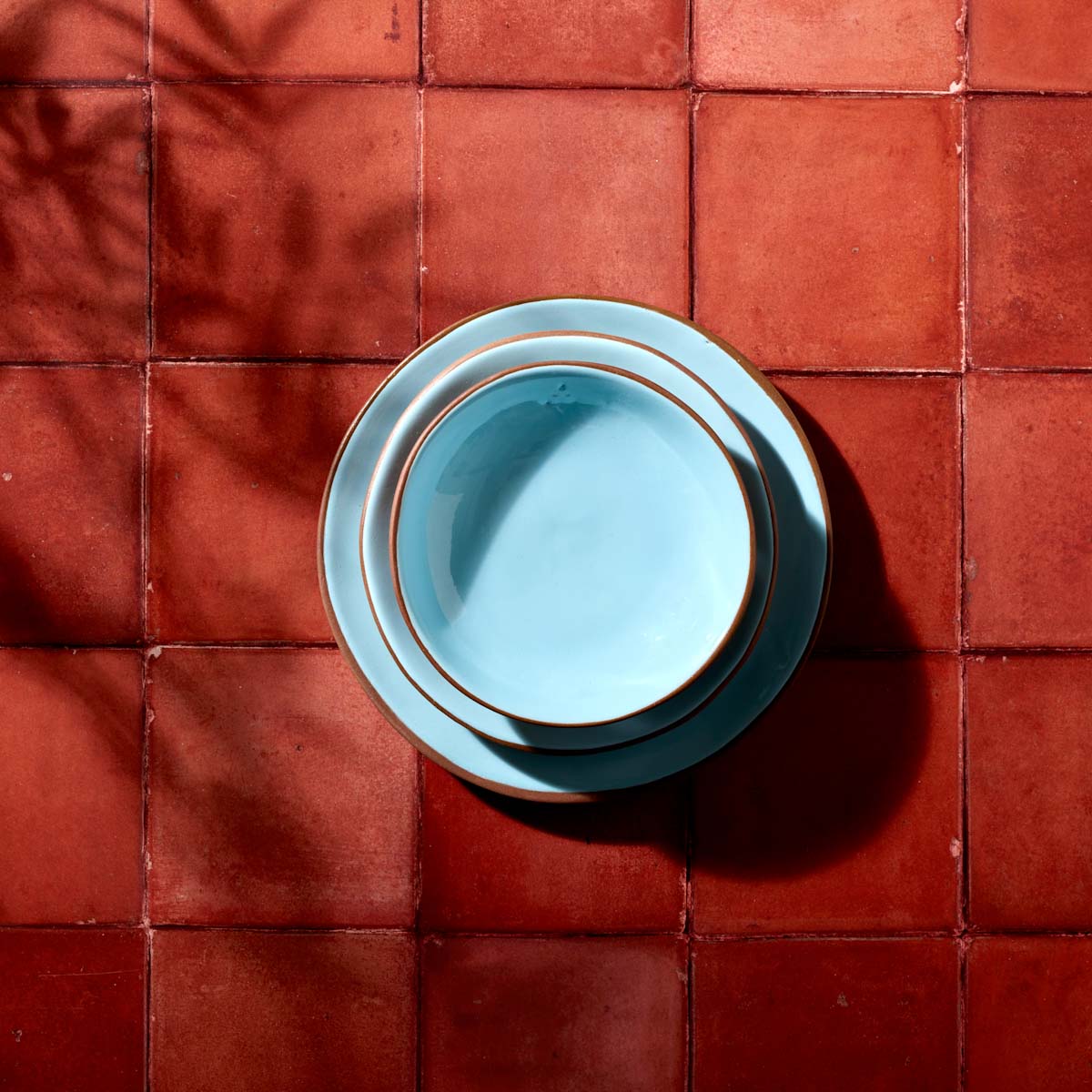 Niso Terracotta & Blue Glazed Ceramic Dessert Bowl
