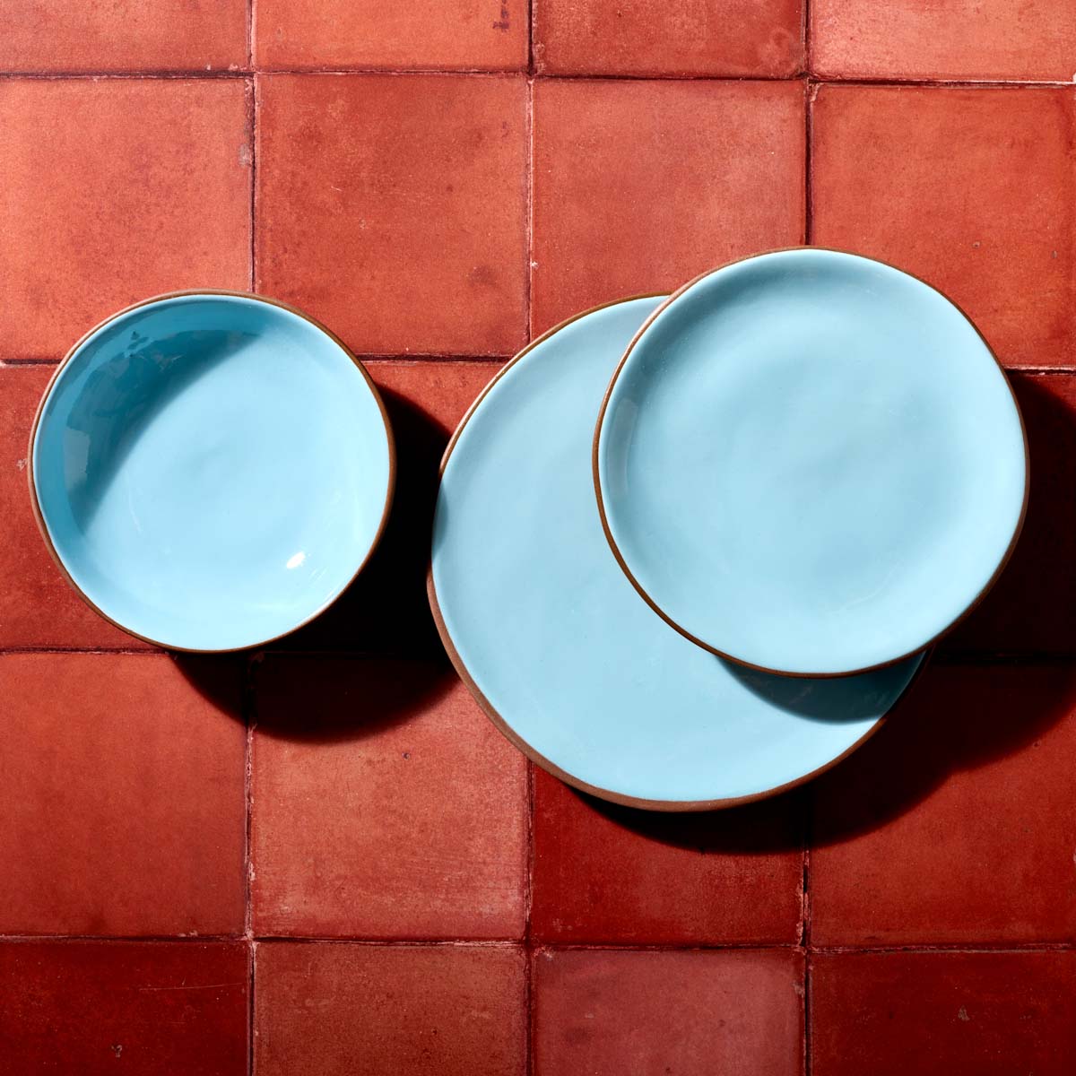 Terracotta & Blue Glazed Ceramic Side Plate