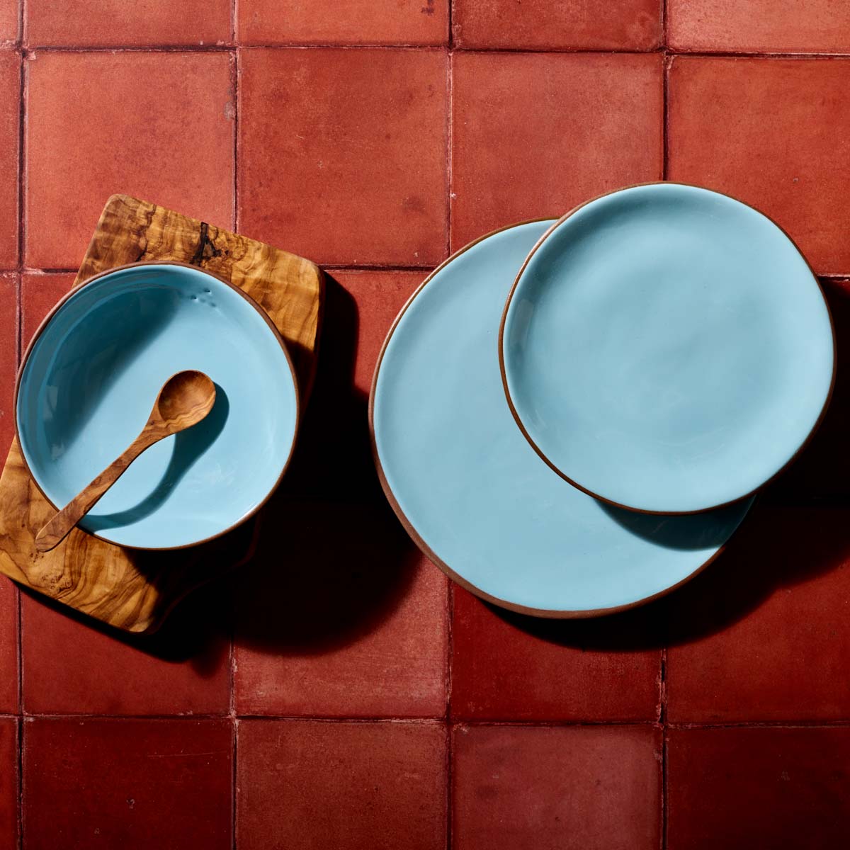 Niso Terracotta & Blue Glazed Ceramic Dessert Bowl