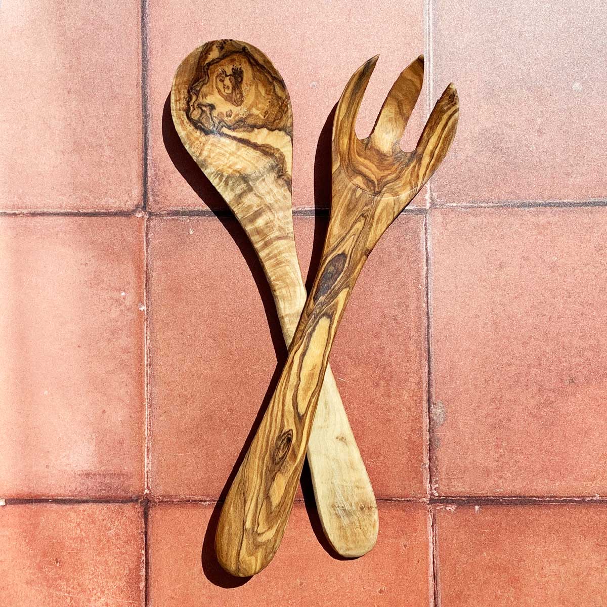 Olive Wood Salad Serving Spoons