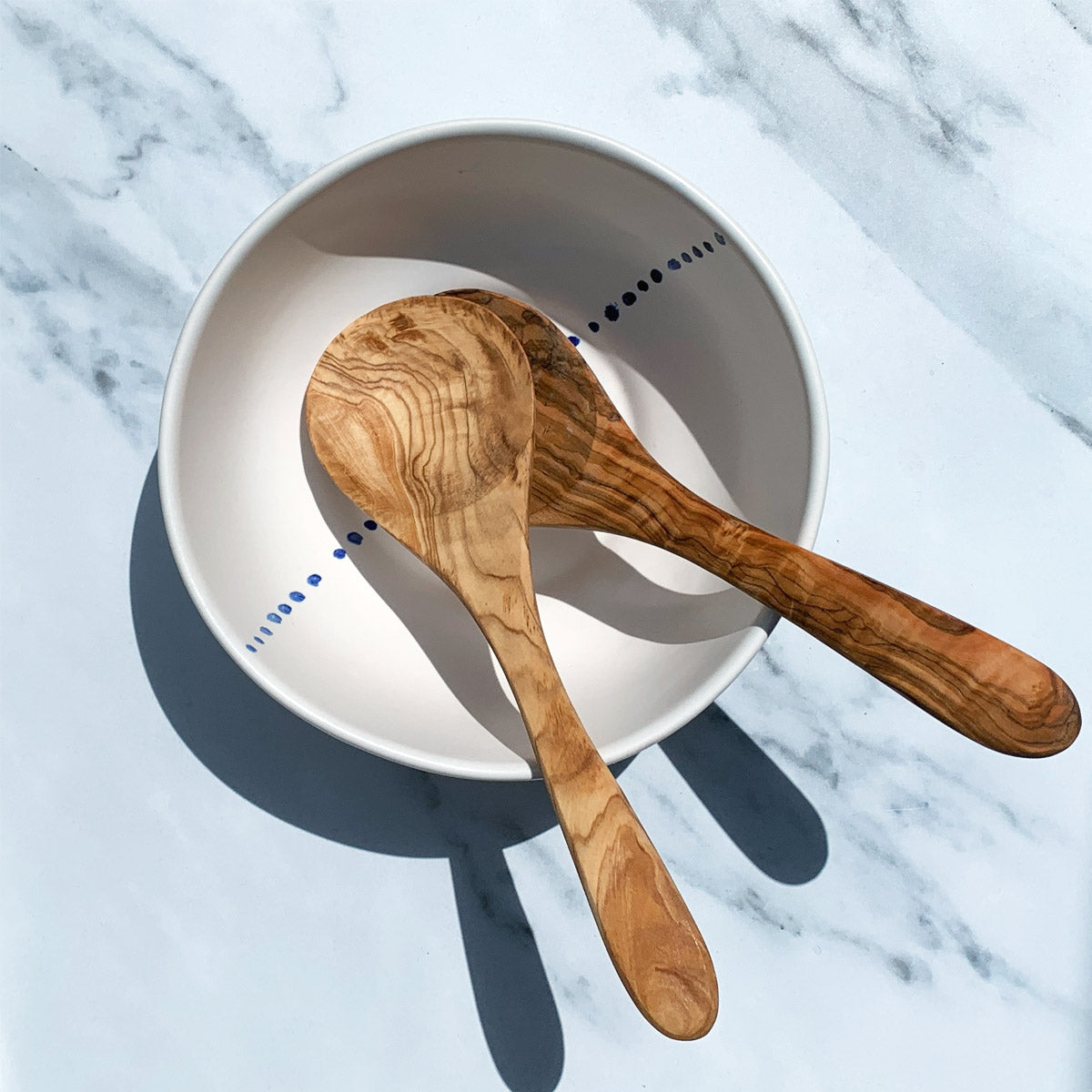Olive Wood Salad Round Fork & Spoon
