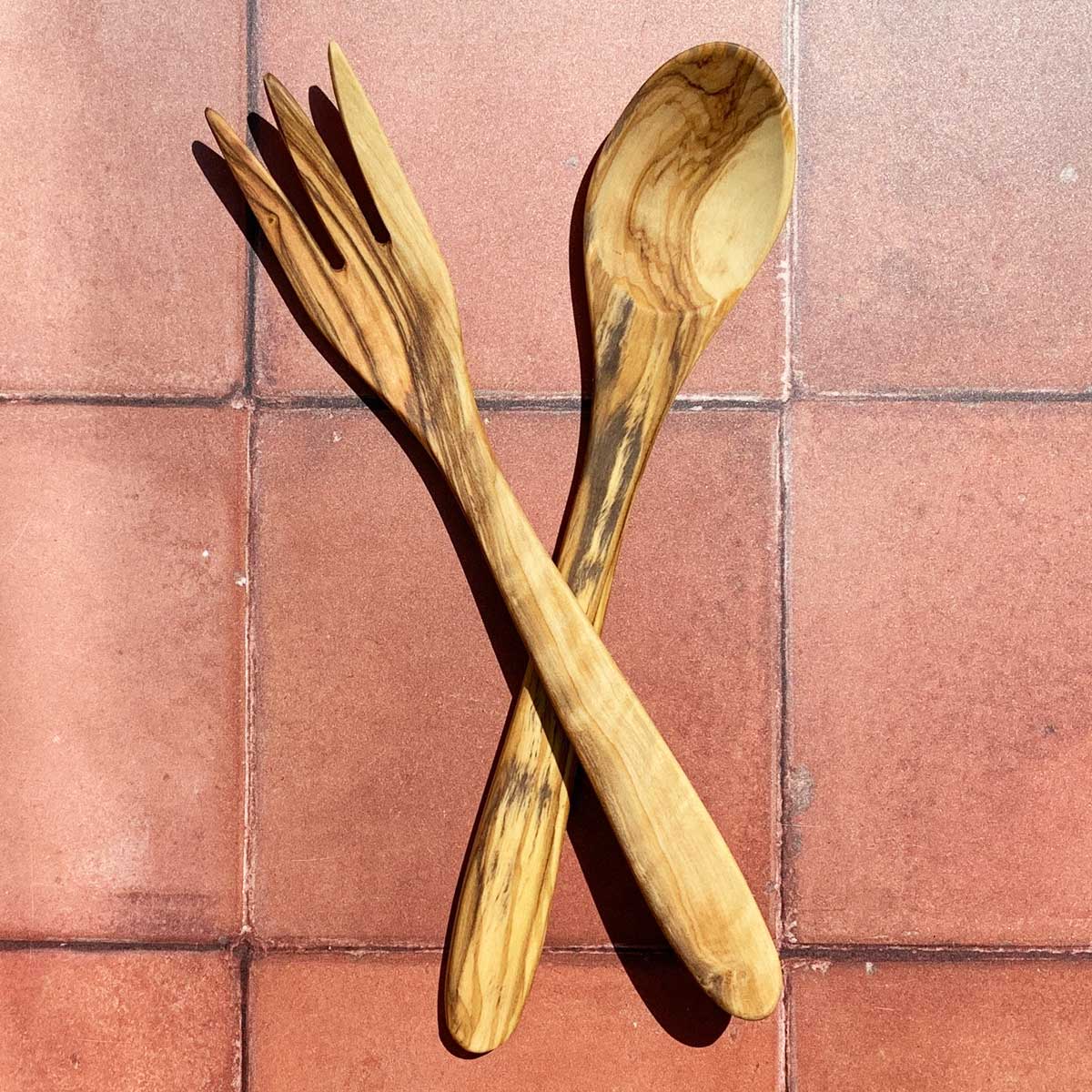 Olive Wood Salad Fork & Spoon