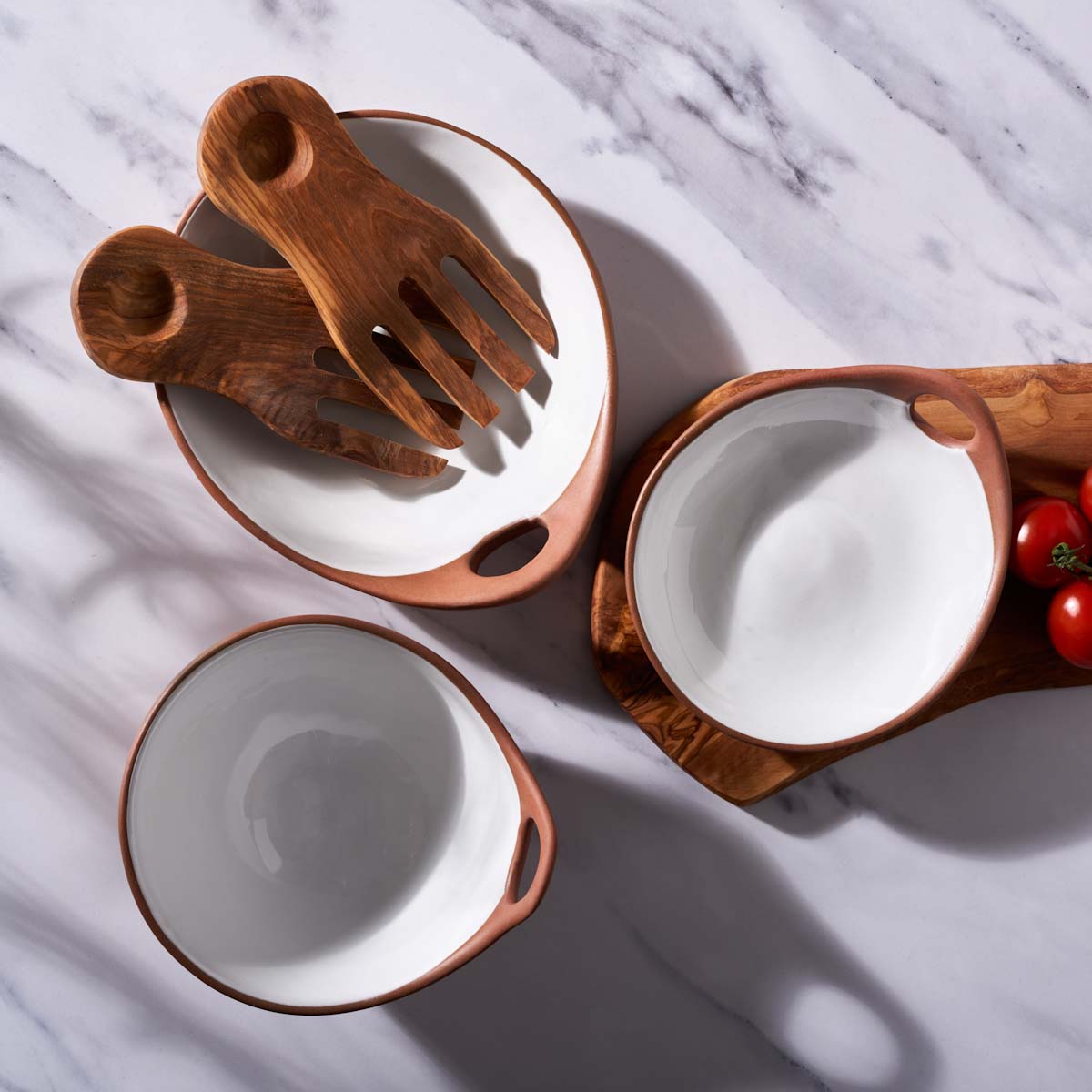Olive wood salad servers