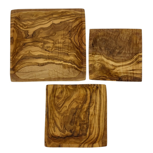 Olive Wood Set of 3 Square Bowls