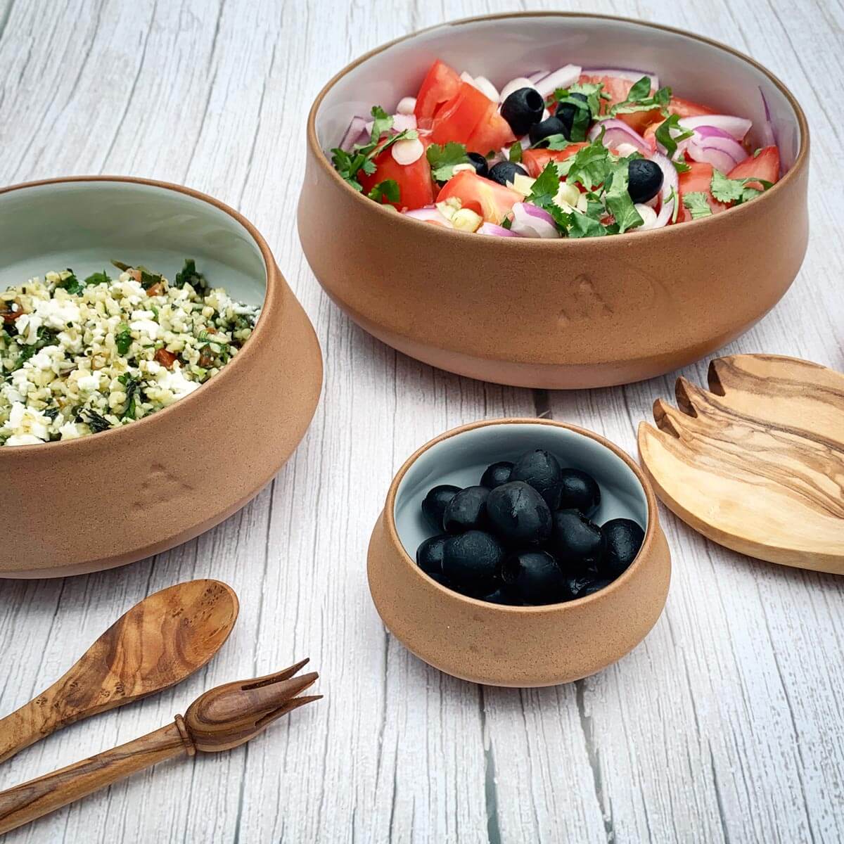 Terracotta & White Glaze Ceramic Thalia Bowl Set