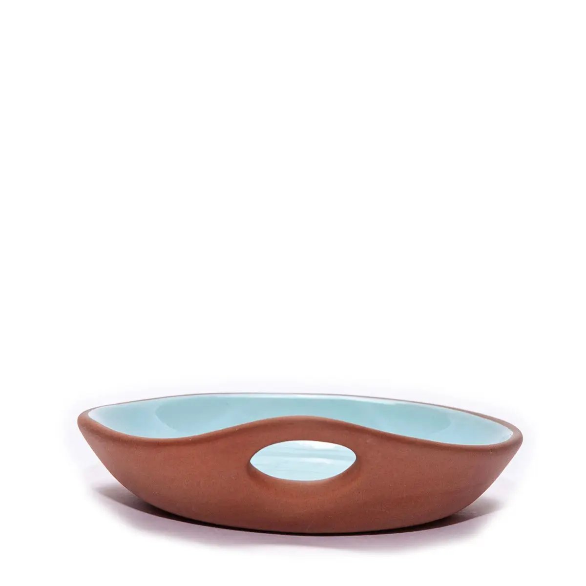 Terracotta & Blue Glazed Ceramic Meze Small Dish