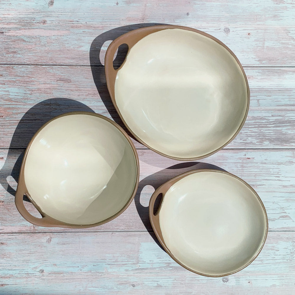Terracotta & Pale Caramel Handmade Ceramic Makis Meze Medium Dish