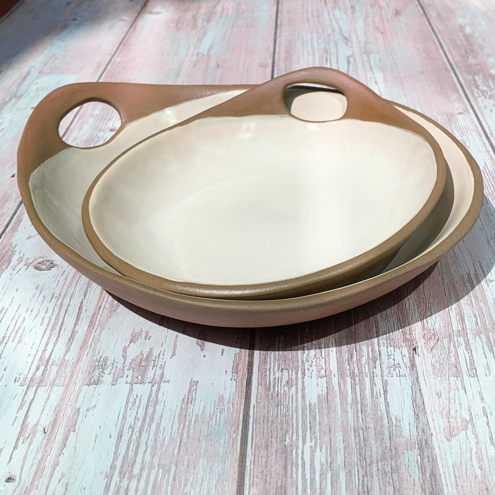 Terracotta & Pale Caramel Handmade Ceramic Makis Meze Medium Dish