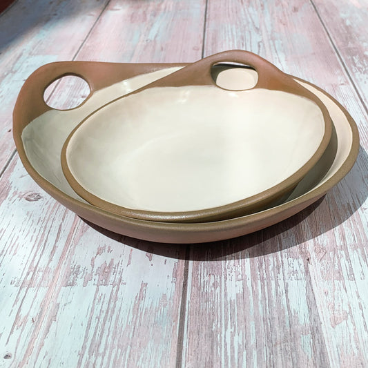 Terracotta & Pale Caramel Handmade Ceramic Makis Meze Medium Dish