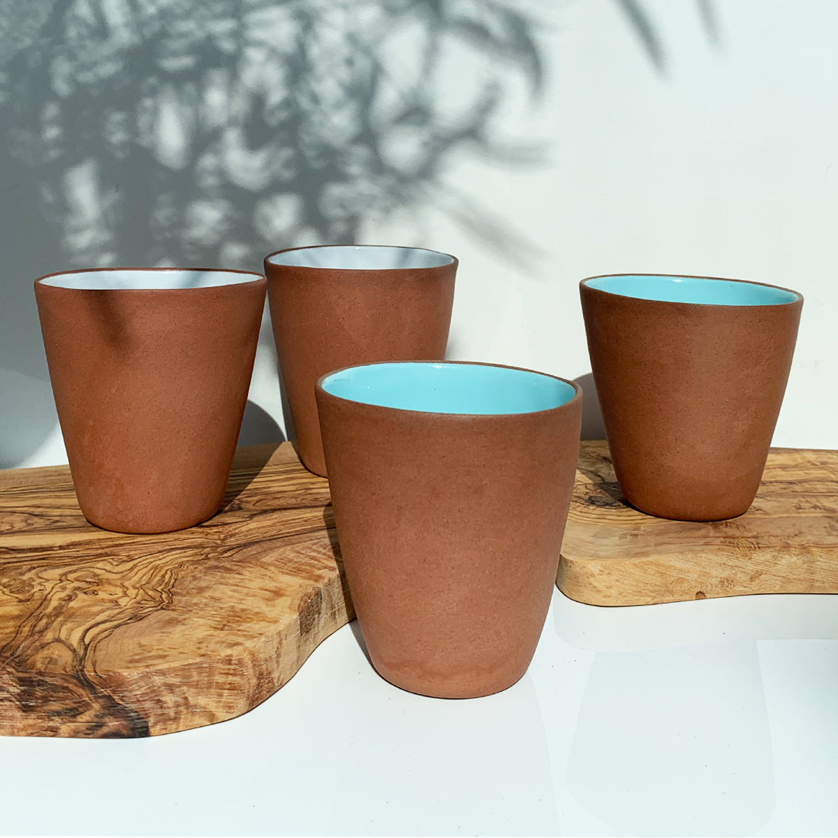 Terracotta & White Glazed Ceramic Cup