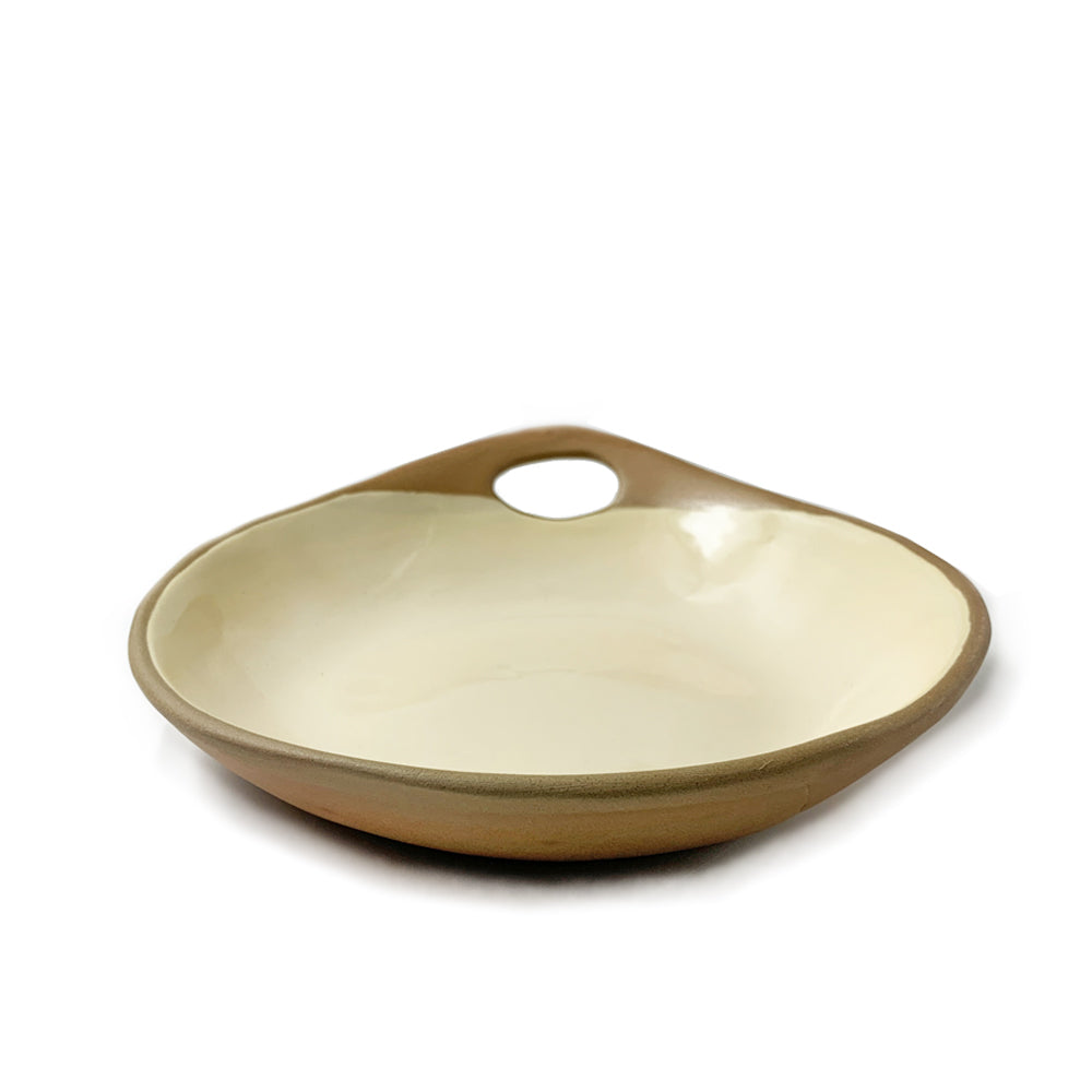 Terracotta & Pale Yellow Handmade Ceramic Makis Meze Medium Dish