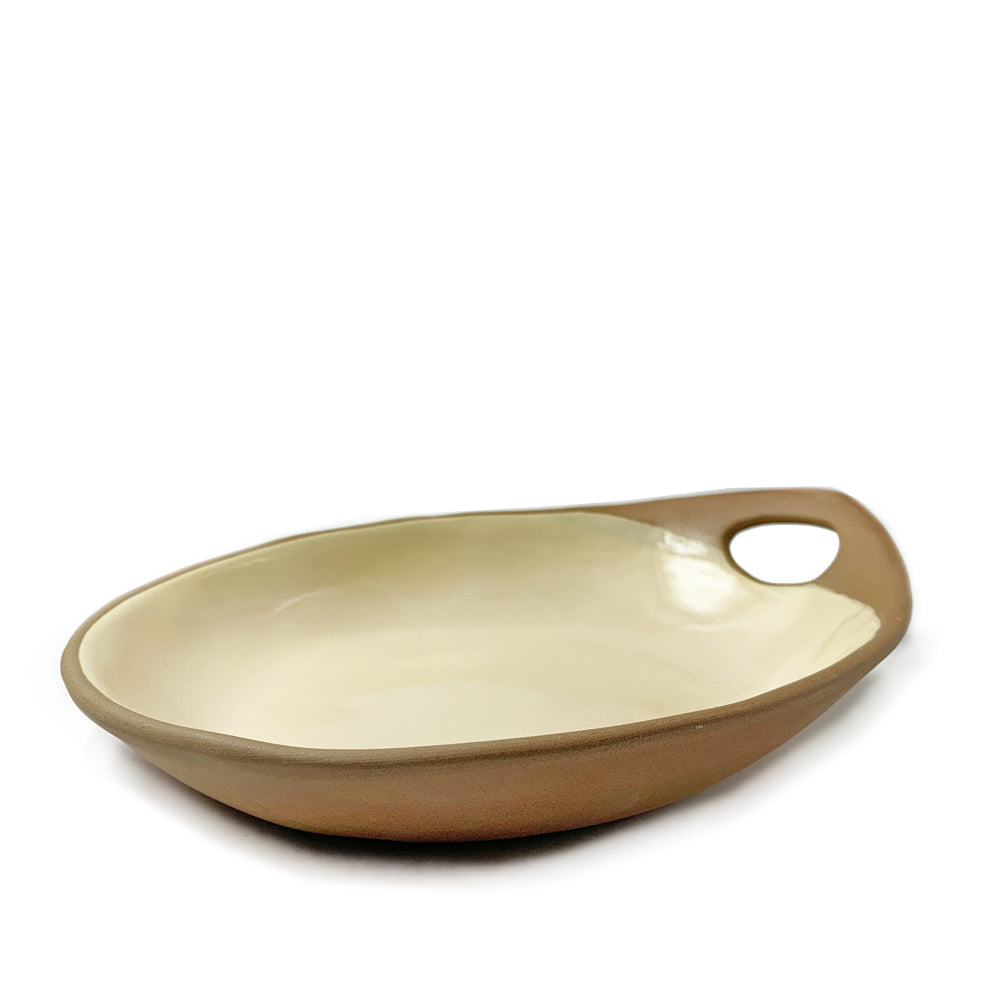 Terracotta & Pale Yellow Handmade Ceramic Makis Meze Medium Dish