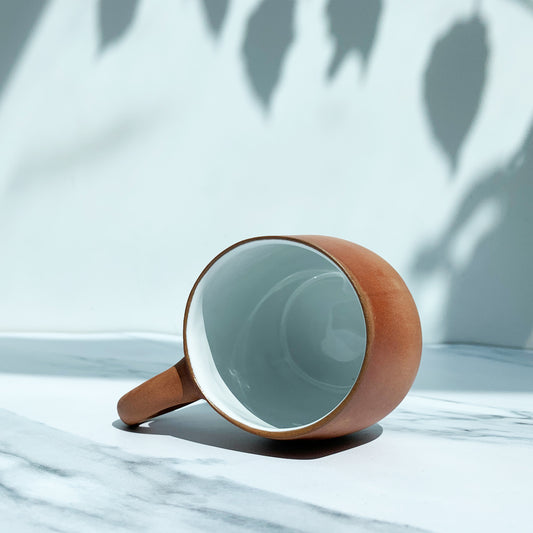 Terracotta & White Ceramic Mug