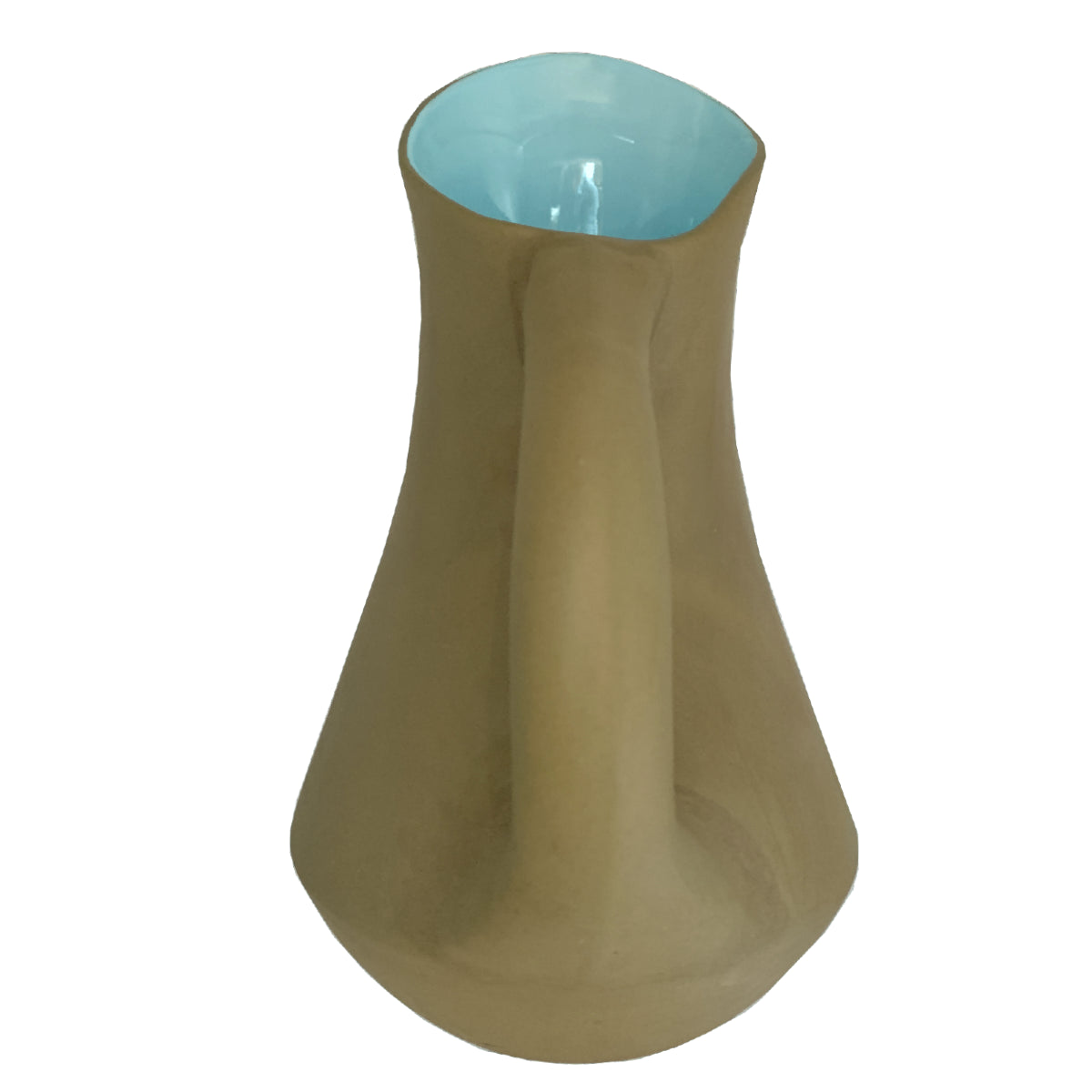 Terracotta Brown & Blue Glazed Ceramic Jug