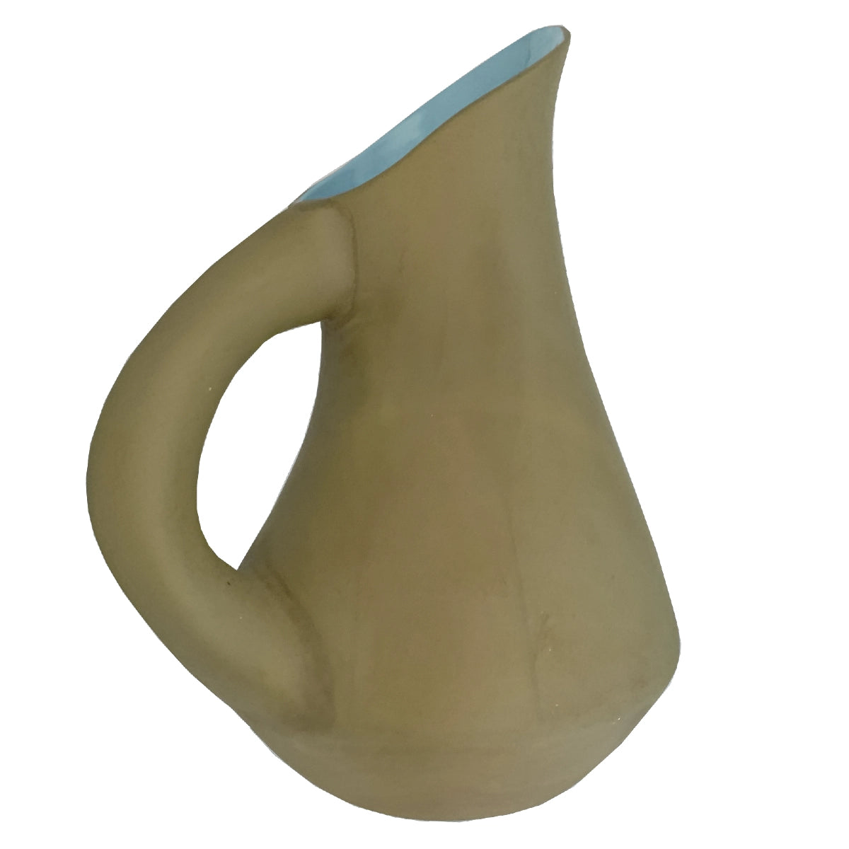 Terracotta Brown & Blue Glazed Ceramic Jug
