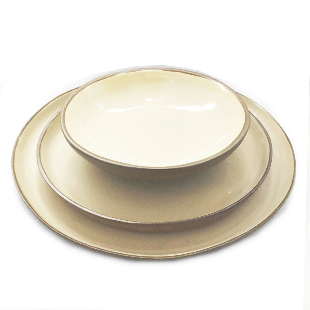 Terracotta and Pale Caramel Dinner Set