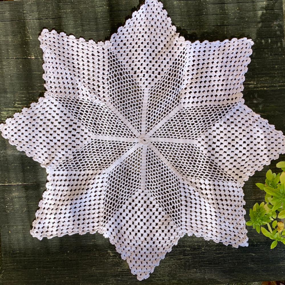 White Handmade Crochet Star Table Mat