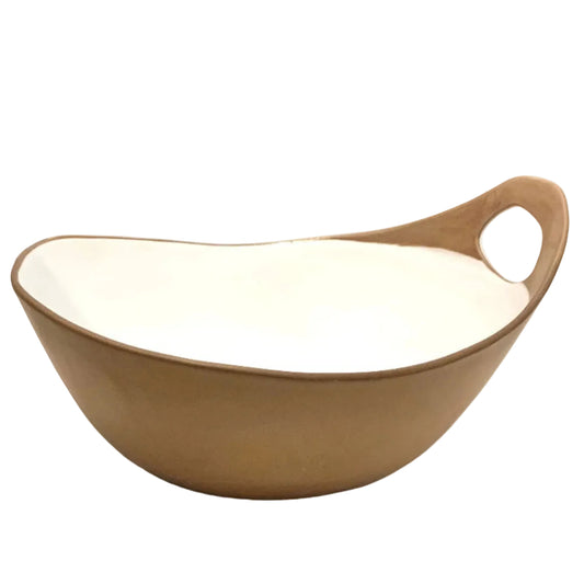 Terracotta and white large boat bowl