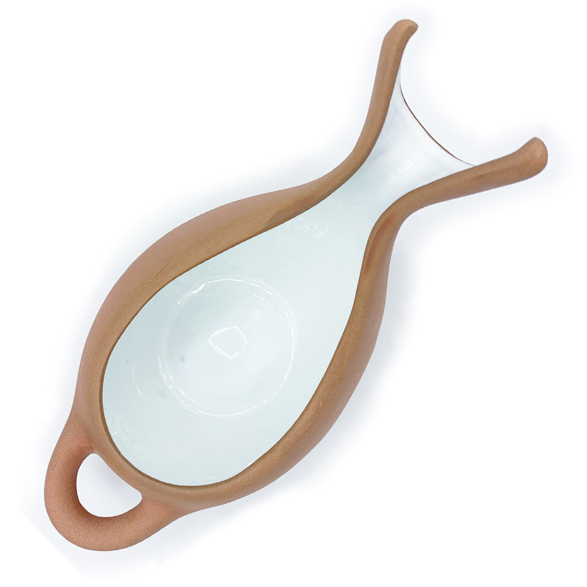 Terracotta & White Glaze Ceramic Makis Salad Dressing Pourer & Gravy Boat