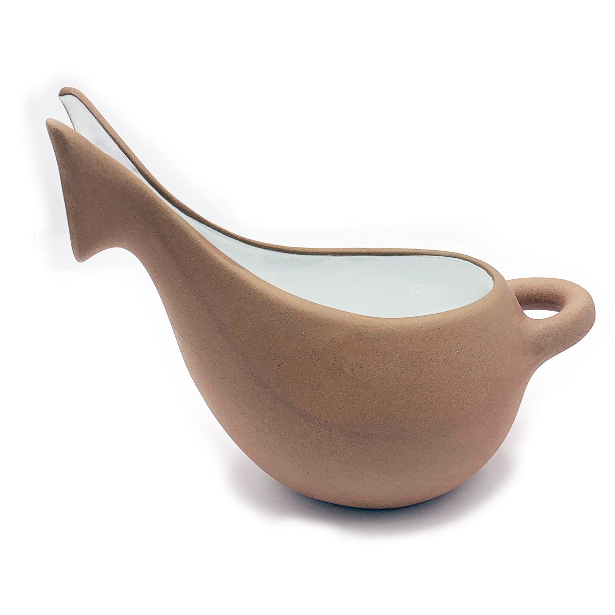 Terracotta & White Glaze Ceramic Makis Salad Dressing Pourer & Gravy Boat