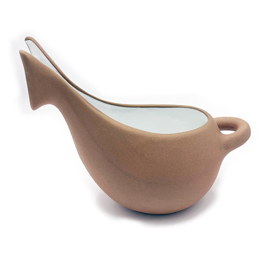 Terracotta & White Glaze Ceramic Makis Salad Dressing Pourer & Gravy Boat