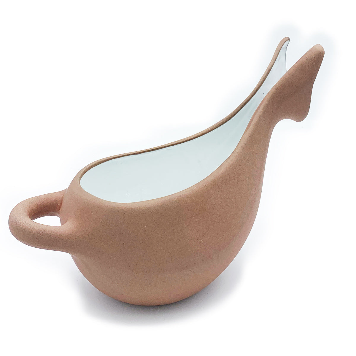 Terracotta & White Glaze Ceramic Makis Salad Dressing Pourer & Gravy Boat