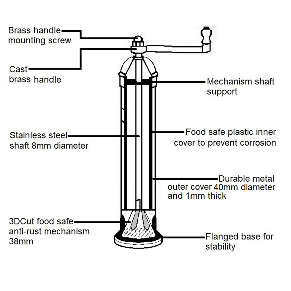 Alexander Brass Salt Mill