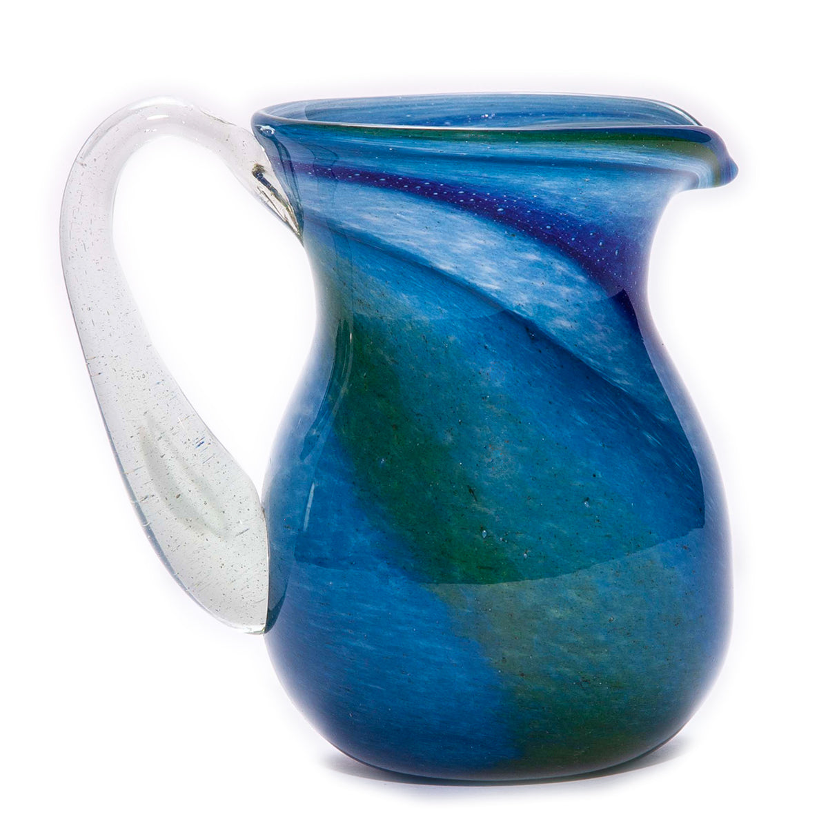 Blue green glass jug