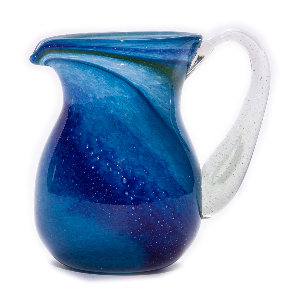 Blue green glass jug