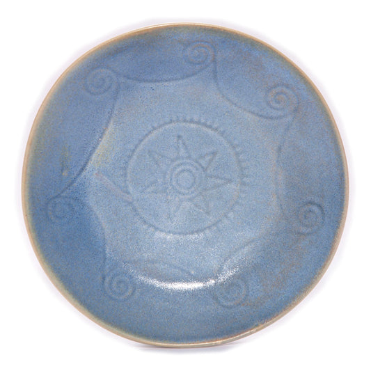 Blue ceramic serving plate